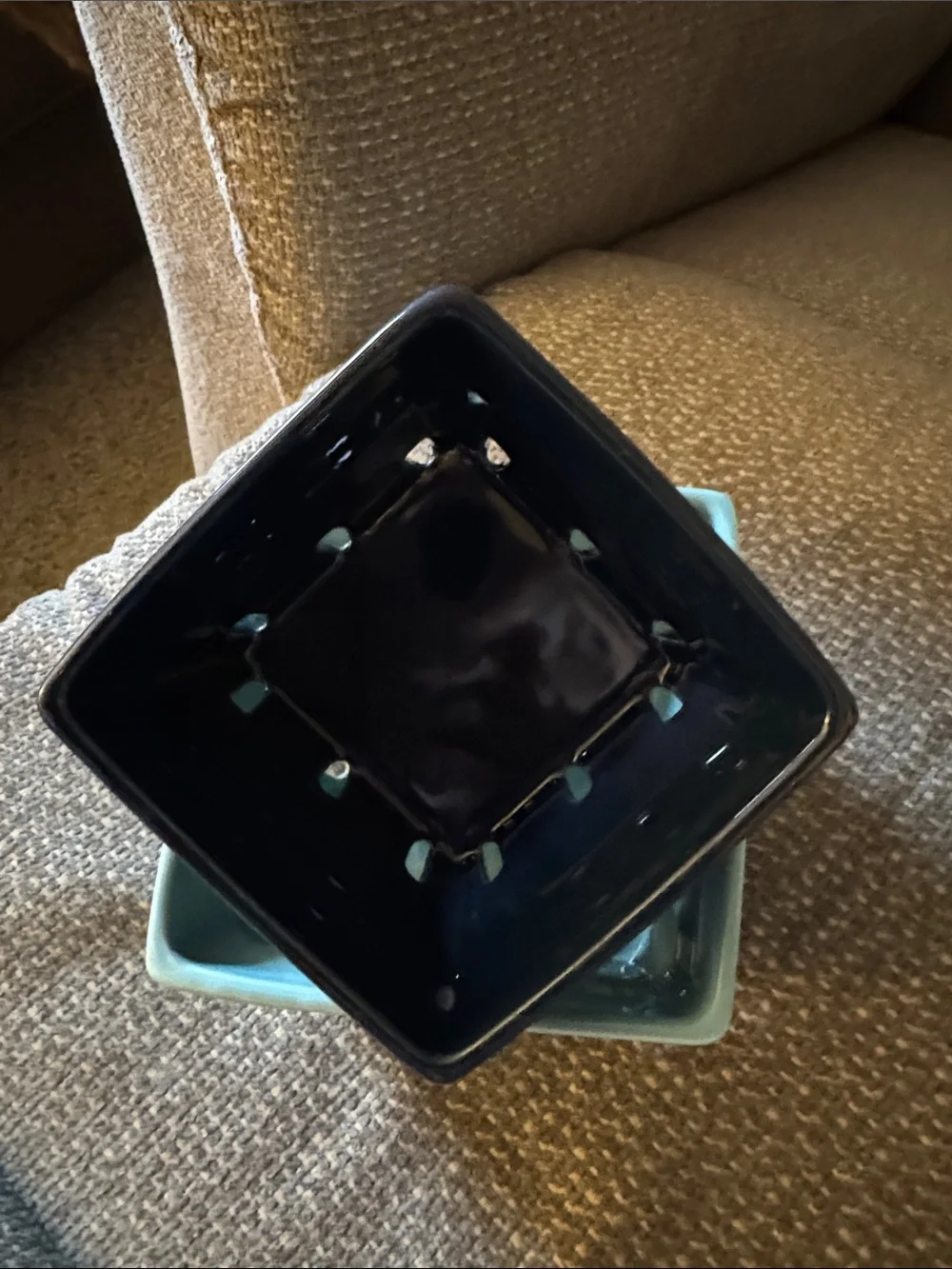 Ceramic Two-Piece Food Storage/Planter Set in Teal and Black